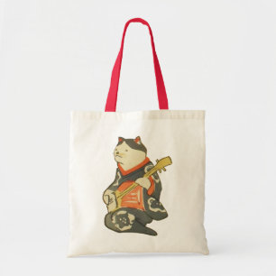 三味線を弾く猫 国芳katt som leker gitarren, Kuniyoshi, Tygkasse