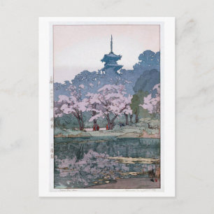 三 園, Sankei-en Garden, Hiroshi Yoshida, Woodcut Vykort