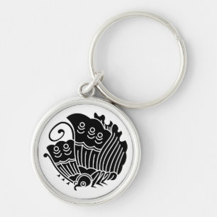 中村吉右衛門 RUND SILVERFÄRGAD NYCKELRING