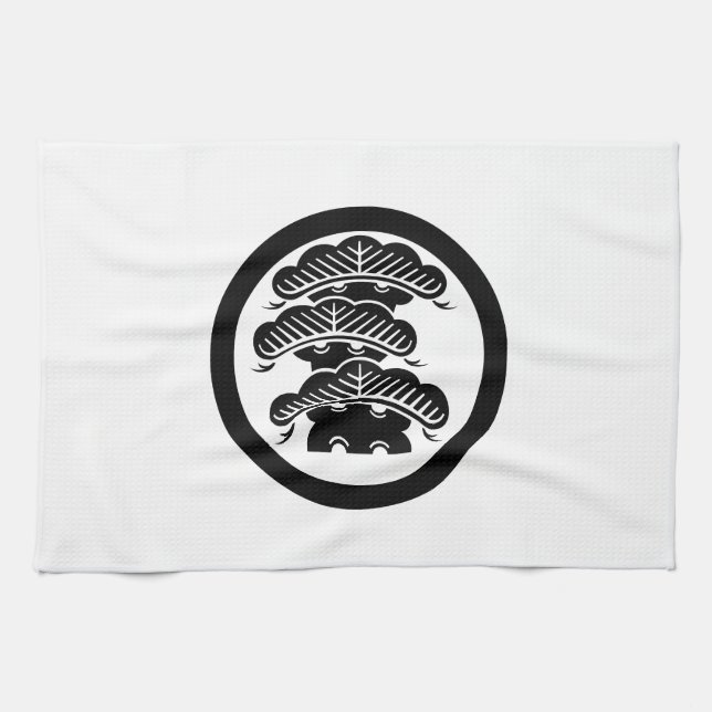 丸に荒枝付左三階松 KÖKSHANDDUK (Horisontell)