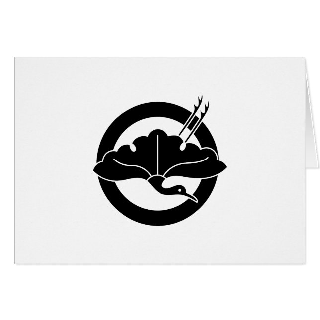 丸 に 銀 杏 鶴 HÄLSNINGSKORT (Framsidan Horizontal)