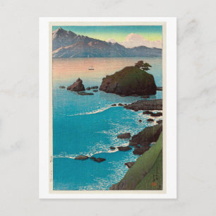 久 手 の, Kude Beach in Wakasa, Hasui Kawase, Woodcut Vykort
