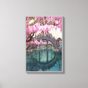 亀 戸 神, Kameido Bridge, Hiroshi Yoshida, Woodcut Canvastryck