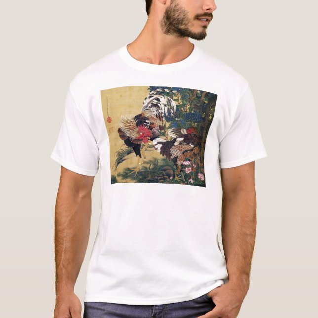 伊藤若冲、紫陽花双鶏図 T SHIRT (Framsida)