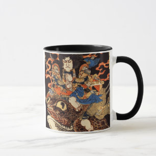 侍と化け蛙, 国芳Samurai och jättegroda, Kuniyoshi, Ukiyo Mugg