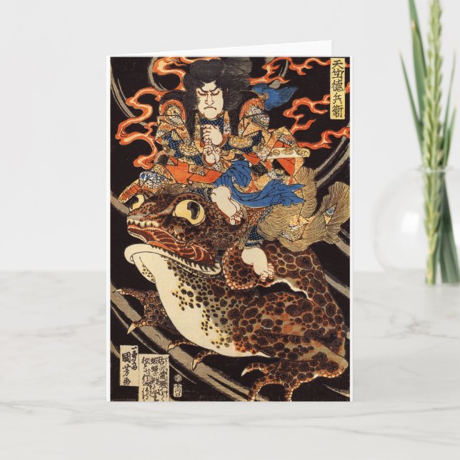 侍 と 化 蛙, 国 Samurai och Giant Frog, Kuniyoshi, Ukiy Kort (Framsida)