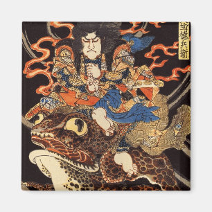 侍 と 化 蛙, 国 Samurai och Giant Frog, Kuniyoshi, Ukiy Magnet