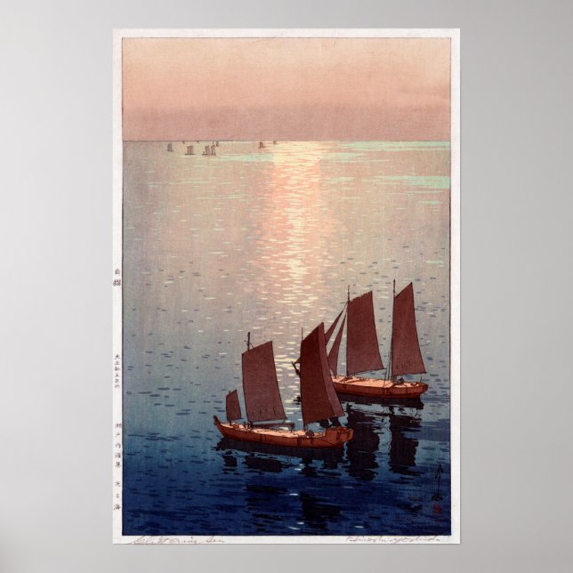 光 海, Glittering Sea, Hiroshi Yoshida, Woodcut Poster (Framsidan)