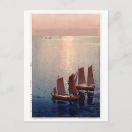 光 海, Glittering Sea, Hiroshi Yoshida, Woodcut Vykort