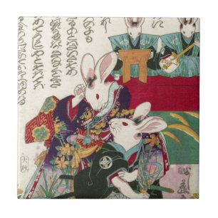兎の歌舞伎役者 芳藤skådespelarear av kanin, Yoshifuji, Kakelplatta