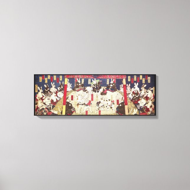 兎 の 撲, 芳 藤 Sumo Rabbits, Yoshifuji, Ukiyo-e Canvastryck (Framsida)