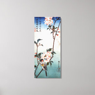 八 重 に 鳥, 広 Blommar och fågel, Hiroshige, Ukiyoe Canvastryck