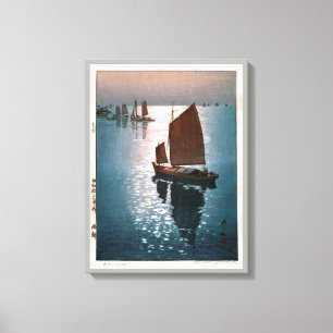 凪 静, 吉 田 Vind 博 Lugn, Hiroshi Yoshida, Woodcut Canvastryck