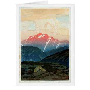 剣 山 旭, Mount Tsurugi, Hiroshi Yoshida, Woodcut Hälsningskort