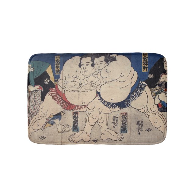 力 士, 国 Sumo Wrestler, Kuniyoshi, Ukiyo-e Badrumsmatta (Framsidan)