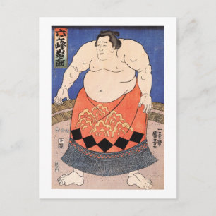 力 士, 国 Sumo Wrestler, Kuniyoshi, Ukiyo-e Vykort