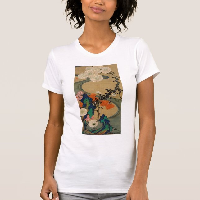 動 植 絵(29)菊 花 流 budgivningsår, budgivningsbudpris t-shirt (Framsida)