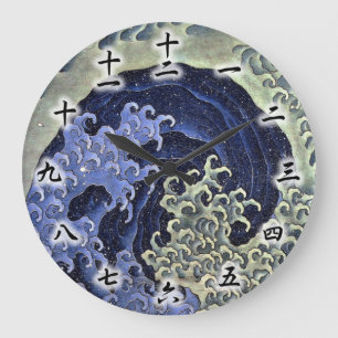 北斎の波 北斎 Hokusai vinkar, Hokusai, Japan konst Stor Klocka