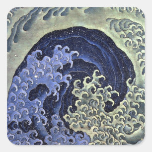 北 斎 波, 北 斎 Hokusai Wave, Hokusai Fyrkantigt Klistermärke