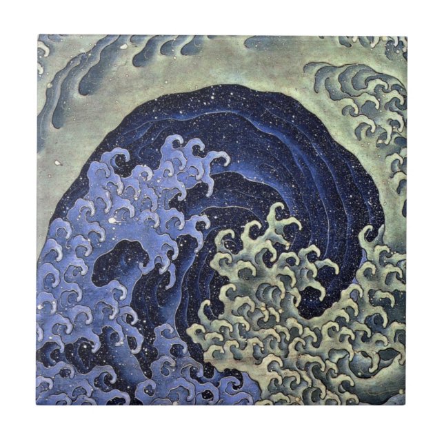 北 斎 波, 北 斎 Hokusai Wave, Hokusai, Ukiyoe Kakelplatta (Framsidan)