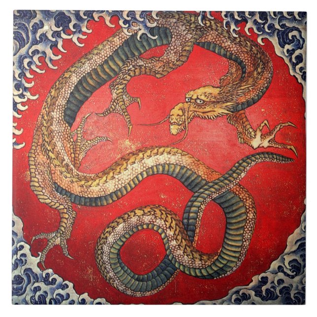 北 斎 龍, 北 斎 Hokusai Dragon, Hokusai, Art Kakelplatta (Framsidan)