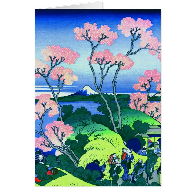 北 斎 Goten-Yama Backe Hokusai Cherry Blommar Fine A OBS Kort (Framsidan)