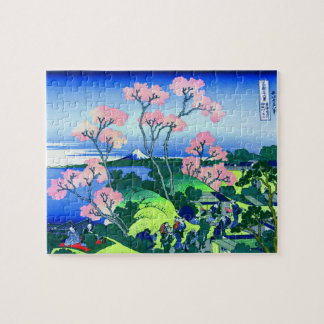 北 斎 Goten-Yama Backe Hokusai Cherry Blommar Fine A Pussel