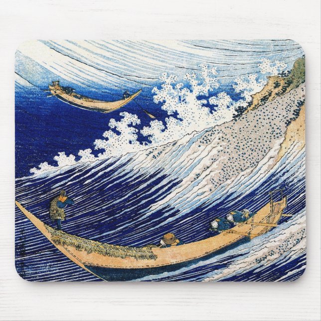 北 斎 Hokusai Ocean Vågar japansk finkonst Musmatta (Framsidan)