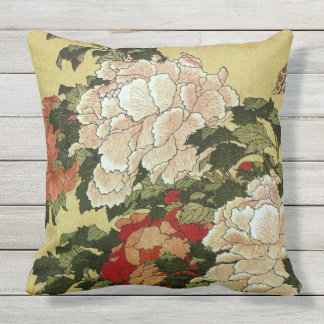 北 斎 Hokusai Peonies & Butterflies Fine Art Utomhuskudde