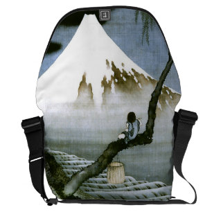 北 pojke och mt Fuji Fine Art Kurir Väska
