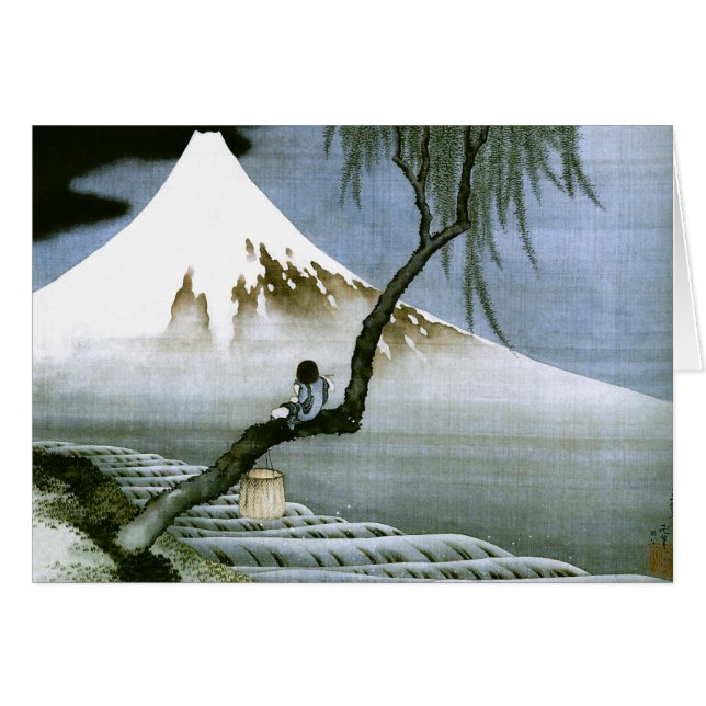 北 pojke och mt Fuji Fine Art OBS Kort (Framsidan Horizontal)