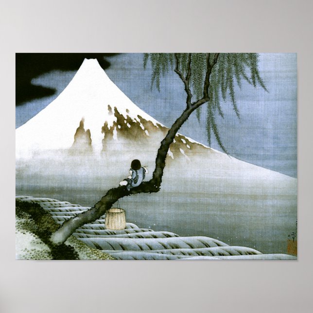北 pojke och mt Fuji Fine Art Poster (Framsidan)