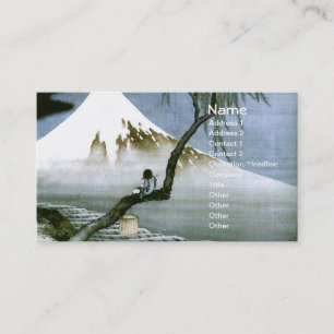 北 pojke och mt Fuji Fine Art Visitkort