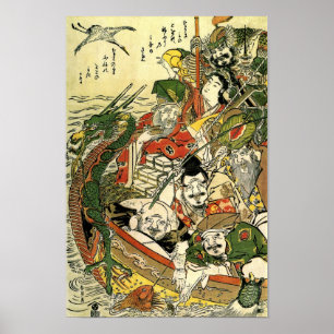 北 Sju gudar av Bra Fortune Hokusai Fine Art Poster