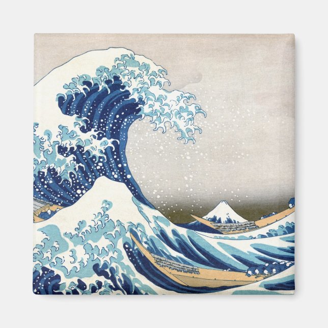 北 Underbar våg av Kanagawa Hokusai Fine Art Magnet (Framsidan)