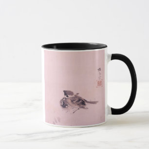 双雀 栖鳳 parar av sparrowen, Seihō, japansk konst Mugg