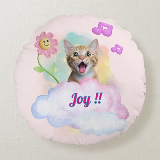 可愛い『Joy!!』おしゃべりねこ♡ Rund Kudde (Framsidan)