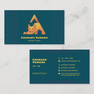 名刺 Triangle Cat 猫 ドット / グリーン Business Card Visitkort