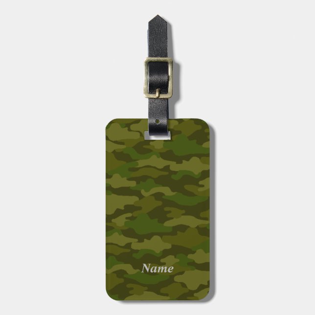 名前　電話番号　カスタム　迷彩（カーキ）         ラゲッジタグ BAGAGEBRICKA (Vertikal Framsida)