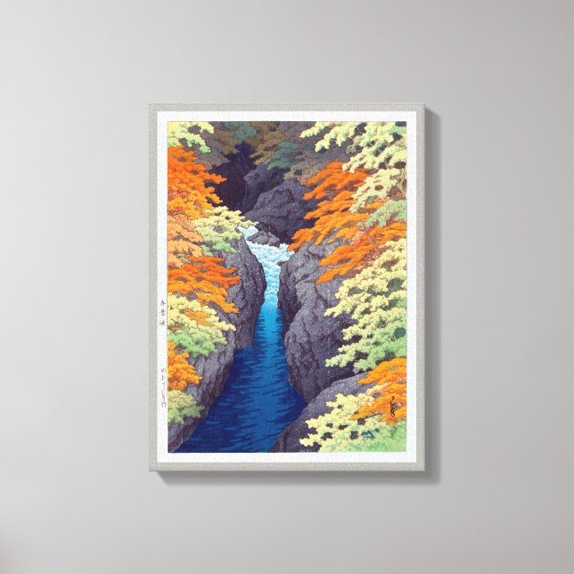 吾 峡, Azuma Gorge, Hasui Kawase, Woodcut Canvastryck (Framsida)