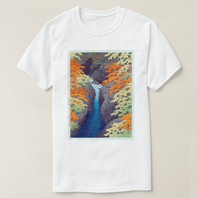 吾 峡, Azuma Gorge, Hasui Kawase, Woodcut Tee Shirt (Design framsida)