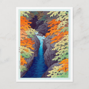 吾 峡, Azuma Gorge, Hasui Kawase, Woodcut Vykort