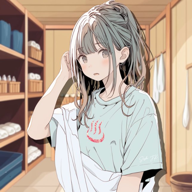 和柄銭湯マークTシャツ｜Nihon SENTO T-Shirt 寿司娘 GenerativeAI (Skapare uppladdad)