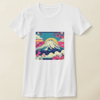 和風ポップ 富士山と桜の和柄Tシャツ T SHIRT