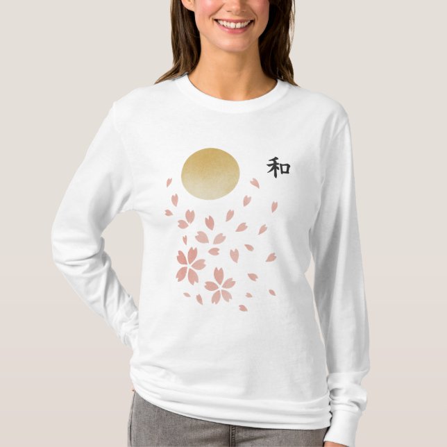 【和 – Harmony Cherry Blossom Long Sleeve T-Shirt】 T Shirt (Framsida)