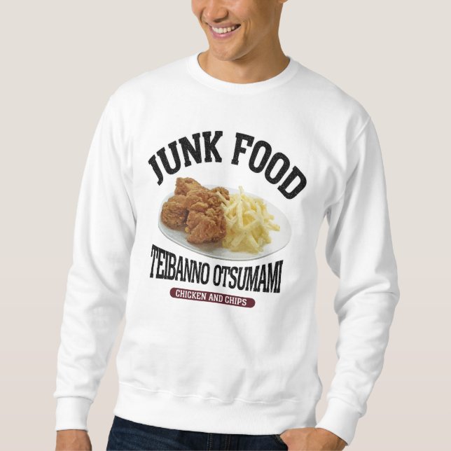 唐揚げポテト（ビンテージ風） LÅNG ÄRMAD TRÖJA (Framsida)