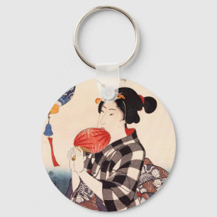 団 扇 を つ 女, 国 bud Woman med en Round Fläkt, Kuniyos Nyckelring