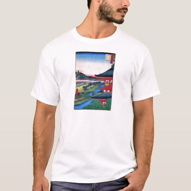 増 上, 広 重 Red Temple, Hiroshige, Ukiyo-e Tee (Framsida)