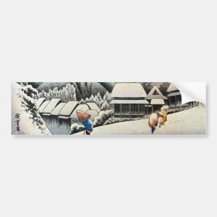 夜の雪景色 plats för 広重nattsnö, Hiroshige Bildekal