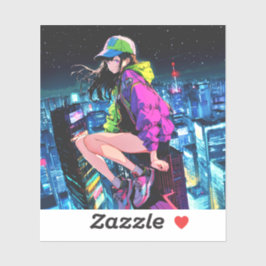 夜景JKのシール Seal|寿司娘 GenerativeAI Klistermärken